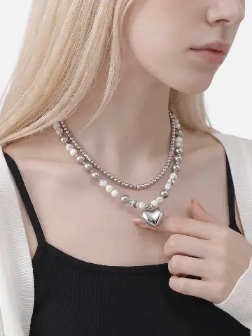 Колье с мраморными бусинами - 2 шт.